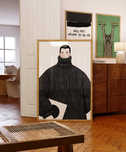 Black Sweater Boy With Vinyl